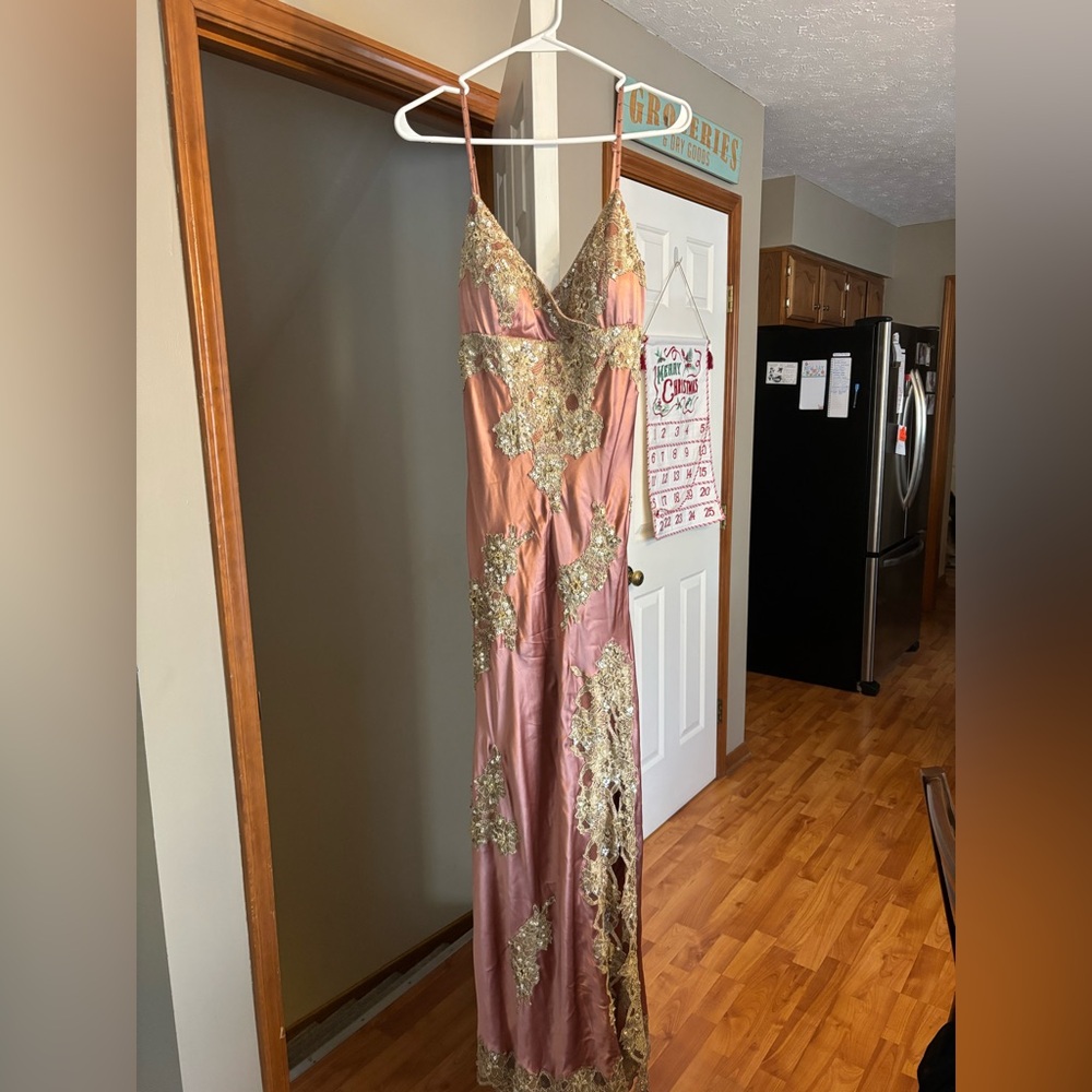 Sue Wong Silk Beaded Maxi Dress